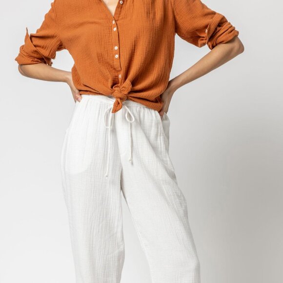 Lilla P Signature Gauze Button Down Shirt - Picture 3 of 10